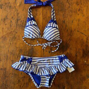 Vintage Betsey Johnson Blue Stripes Bikini